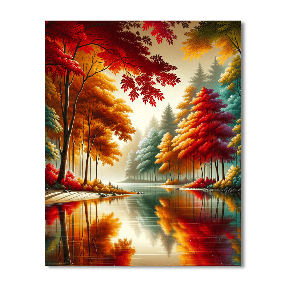 Tranquil Autumn Lake Paint By Color