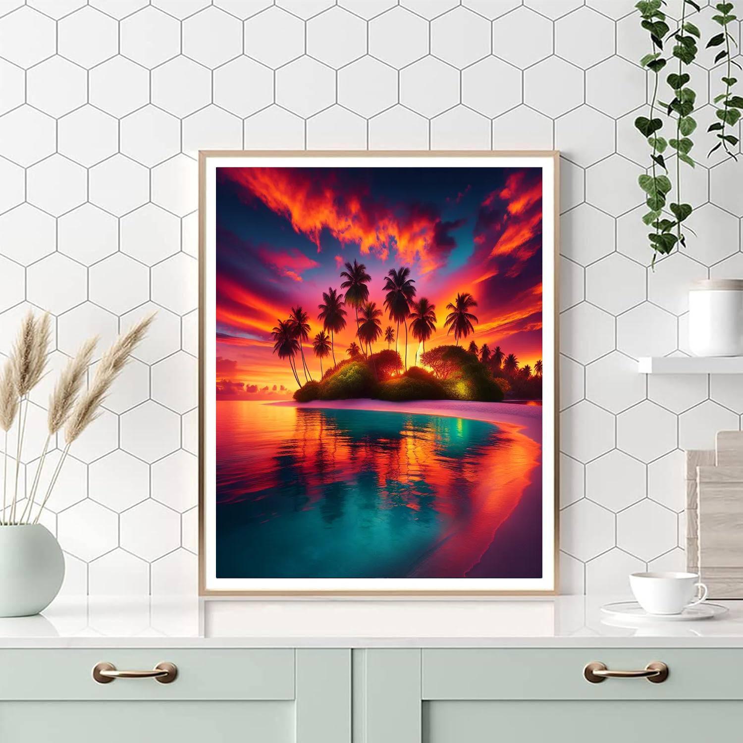 Island Sunset Bliss Painting Number Kit