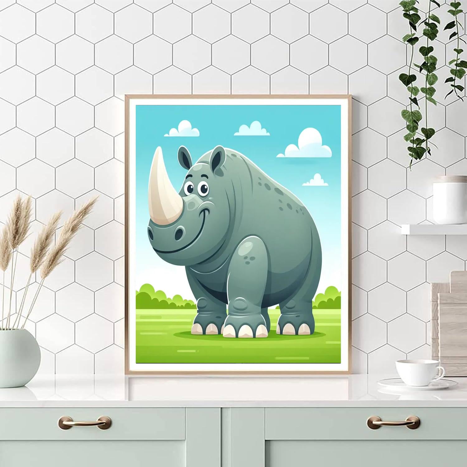 Gigantic Rhino Painting By Numbers Kit