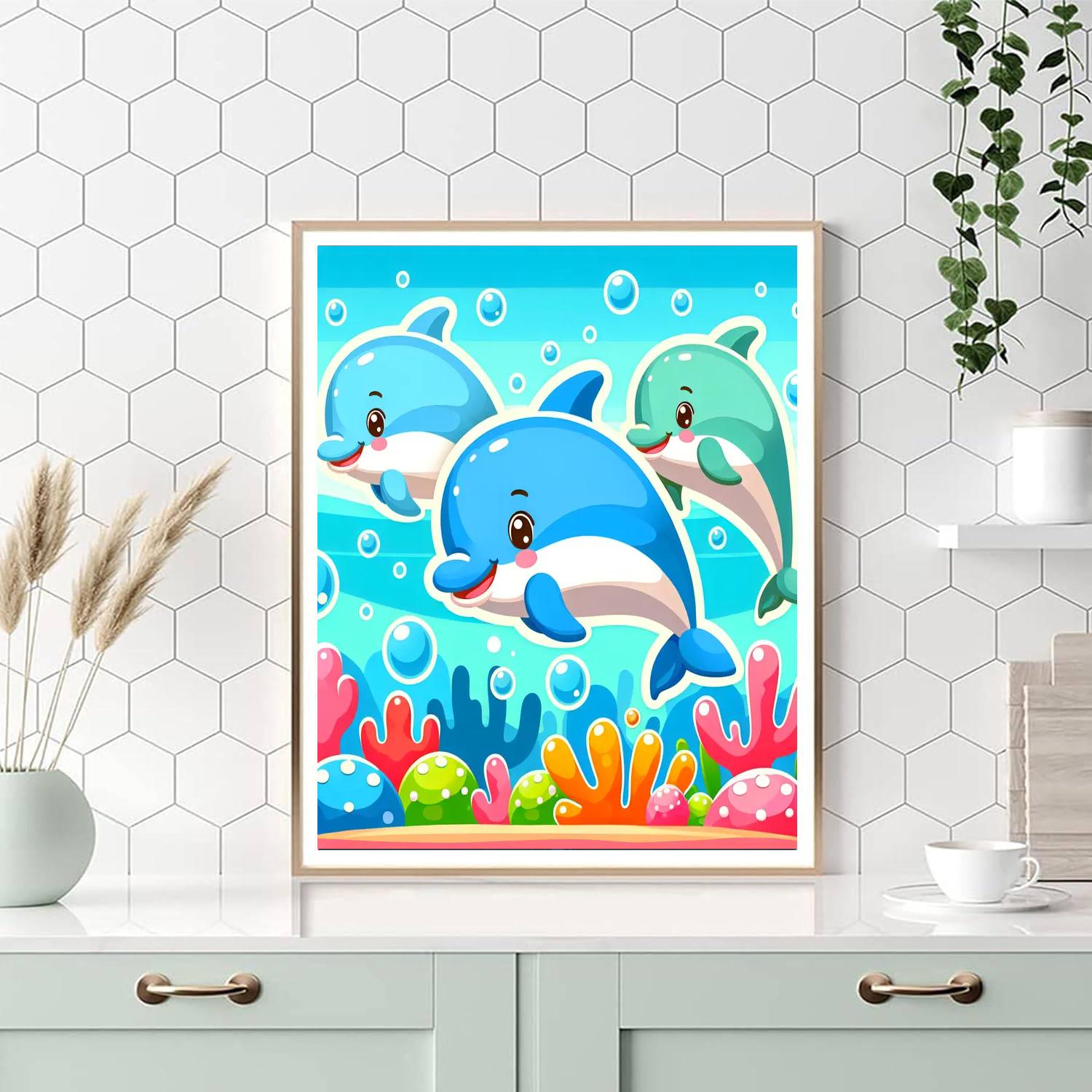 Underwater Dolphin Race Numbered Painting Kits