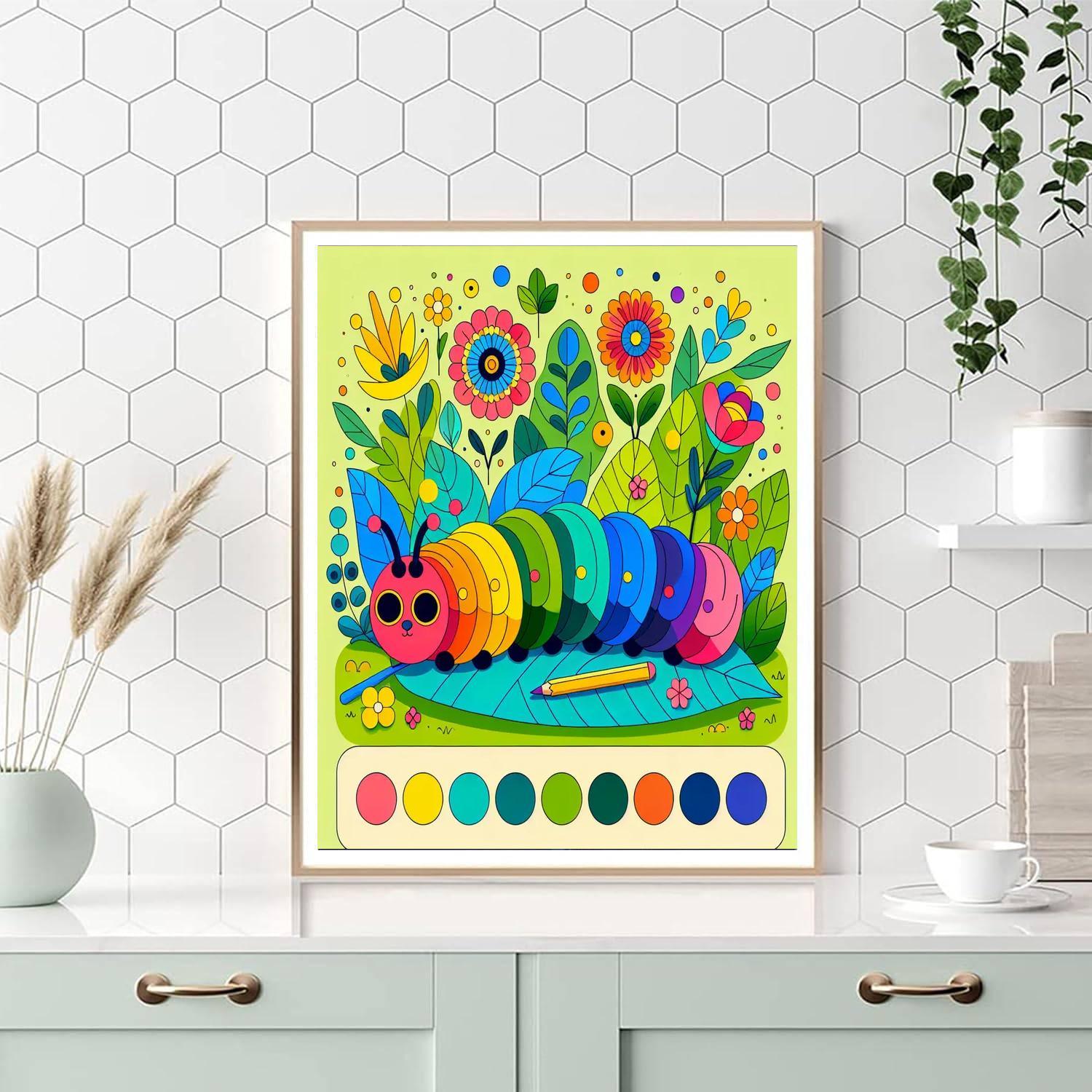 Colorful Caterpillar Crawl Numbered Painting Kits