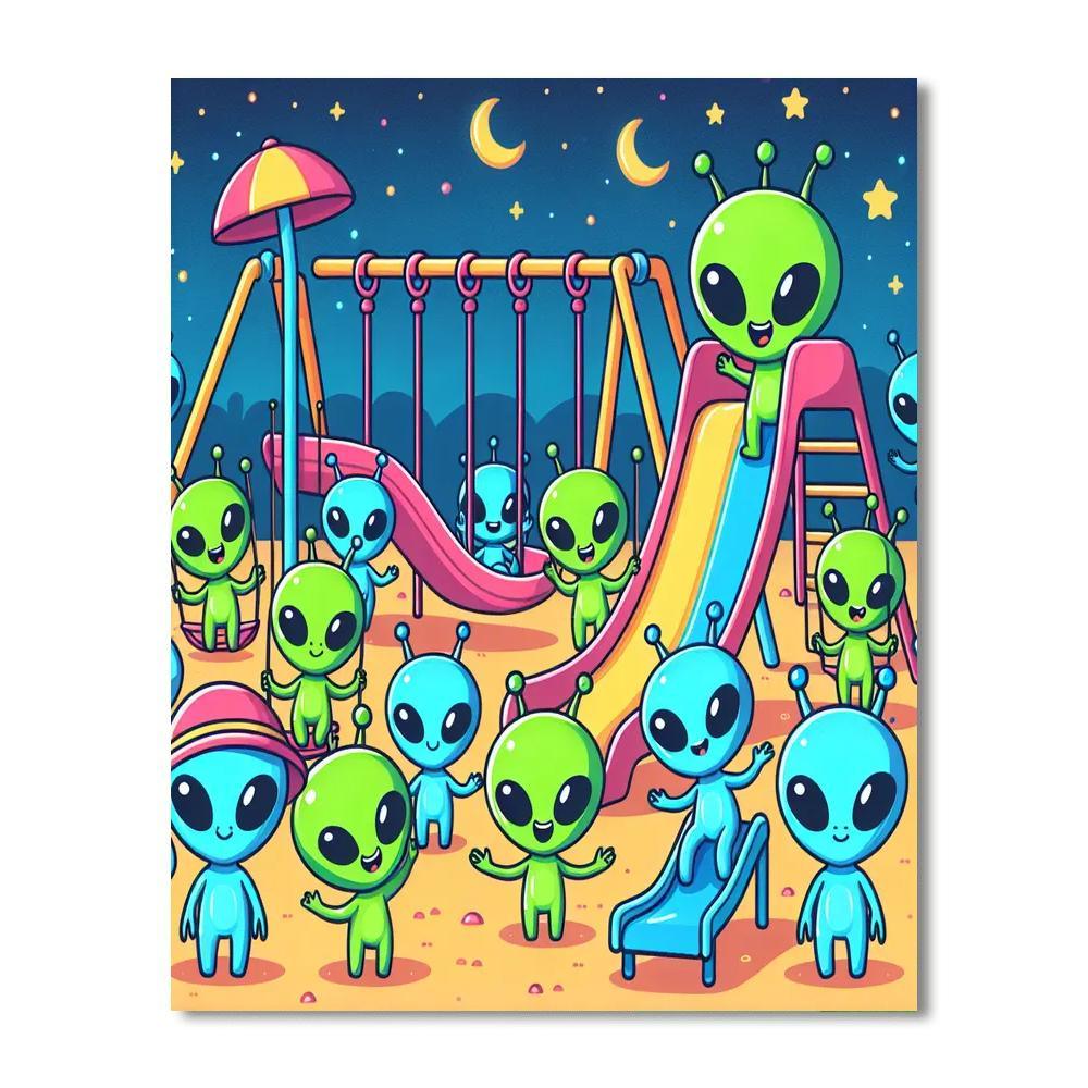 Space Aliens Playground Paint By Numbers Kits