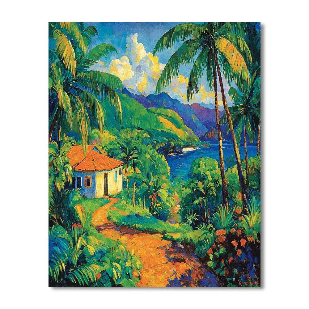 Paul Gauguin Inspired Prismatic Tropical Paradise  DIY Paint By Numbers