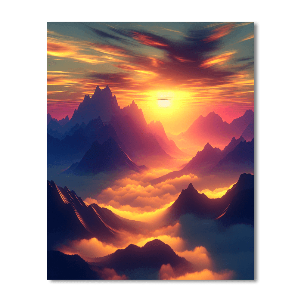 Breathtaking Mountain Sunrise Paint By Numbers