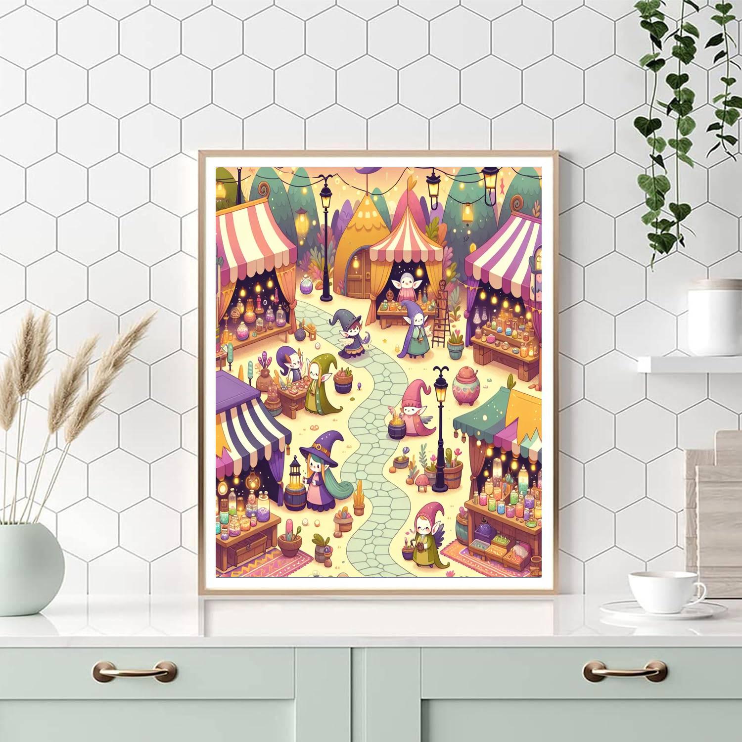 Magical Market Fair Paint By Numbers Art