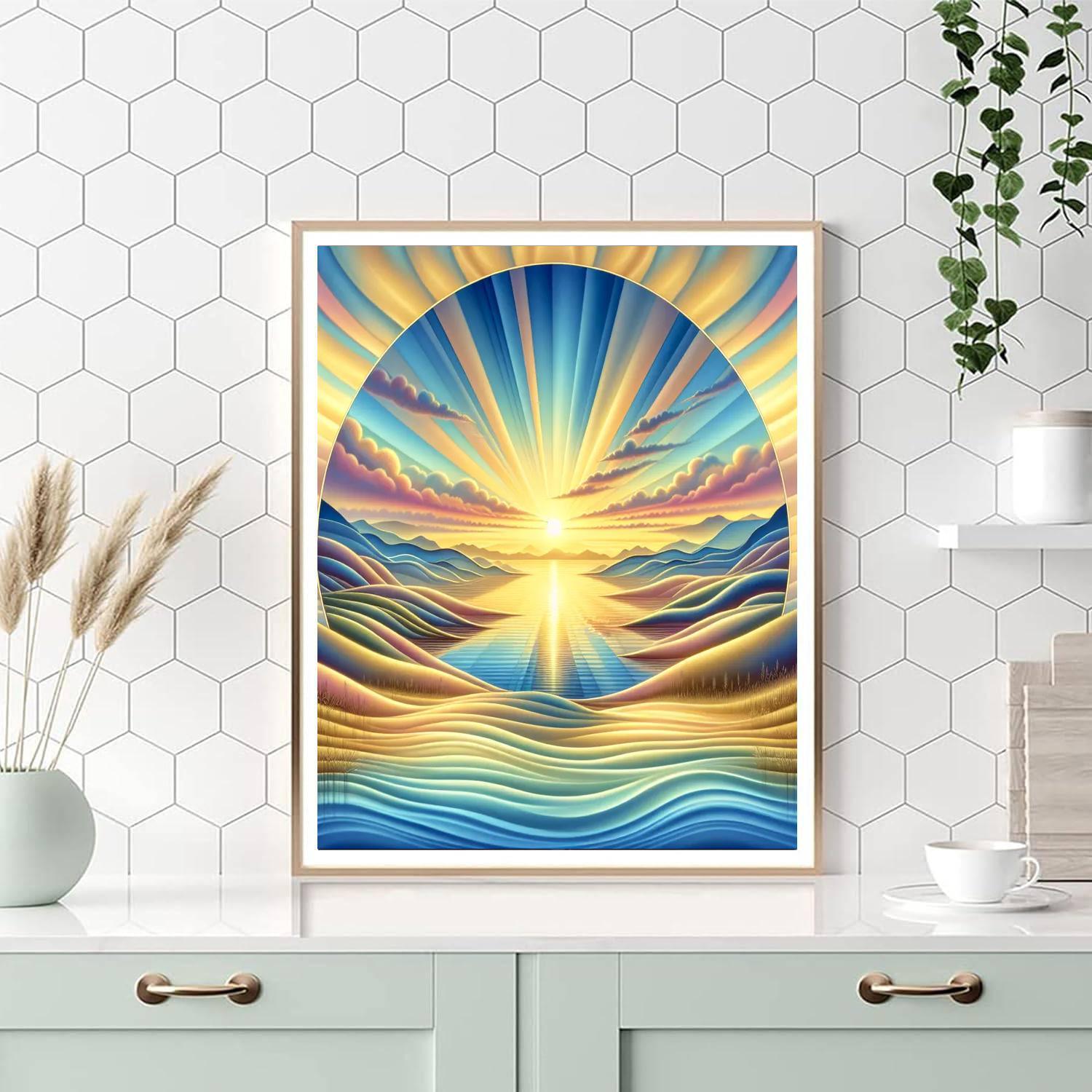 Golden Sunrise Vista Painting Number Kit