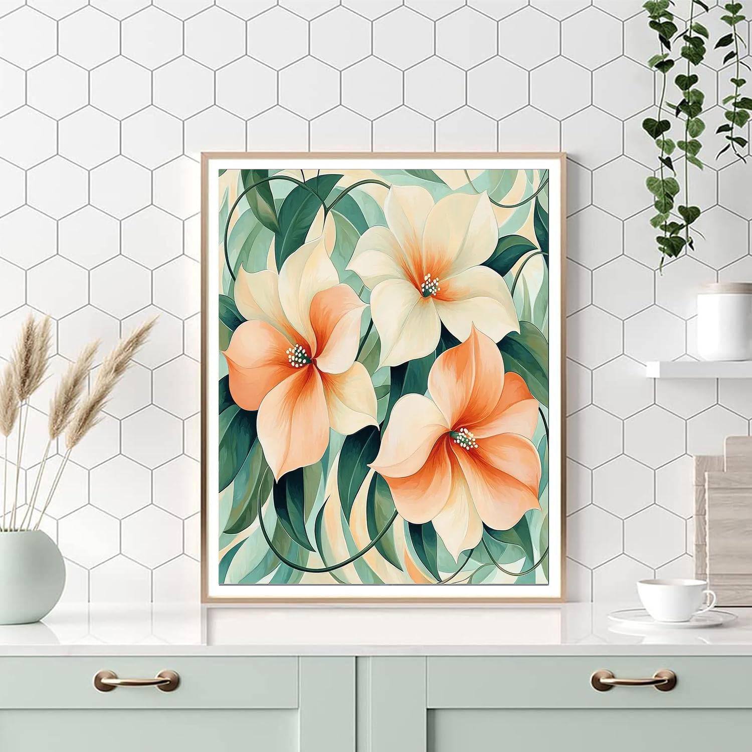 Georgia O'Keeffe Inspired Dreamlike Blossoms And Vines  Number Painting