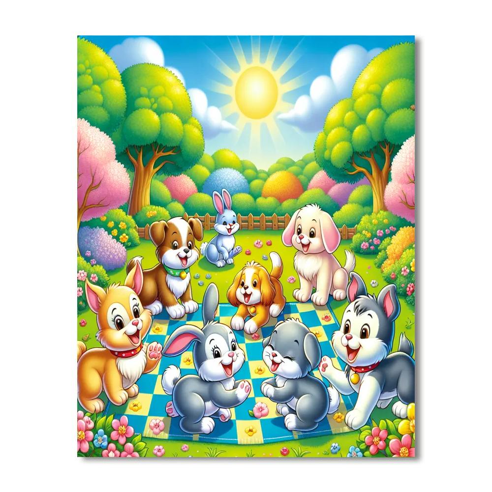 Cute Animal Friends Playdate Paint By Numbers
