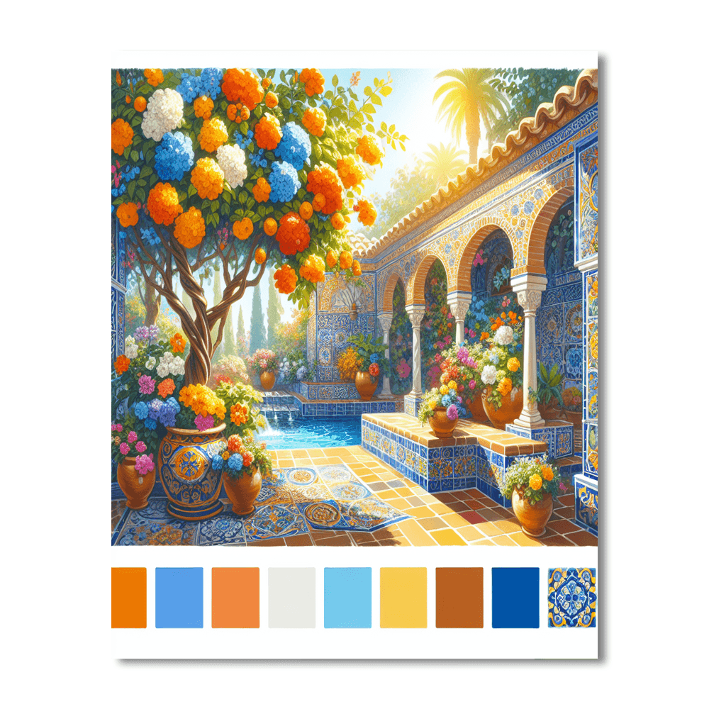 Sunny Mediterranean Haven Number Painting