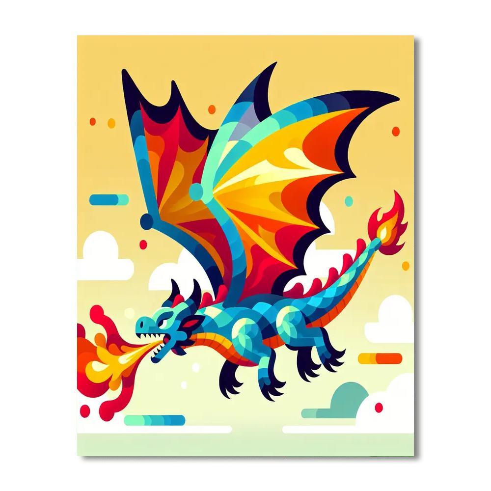 Fantastic Fire-breathing Dragon Paint By Numbers Art