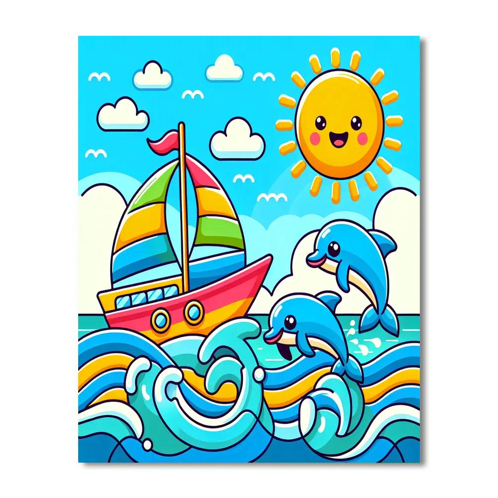 Sailing With Dolphins Numbered Painting Kits