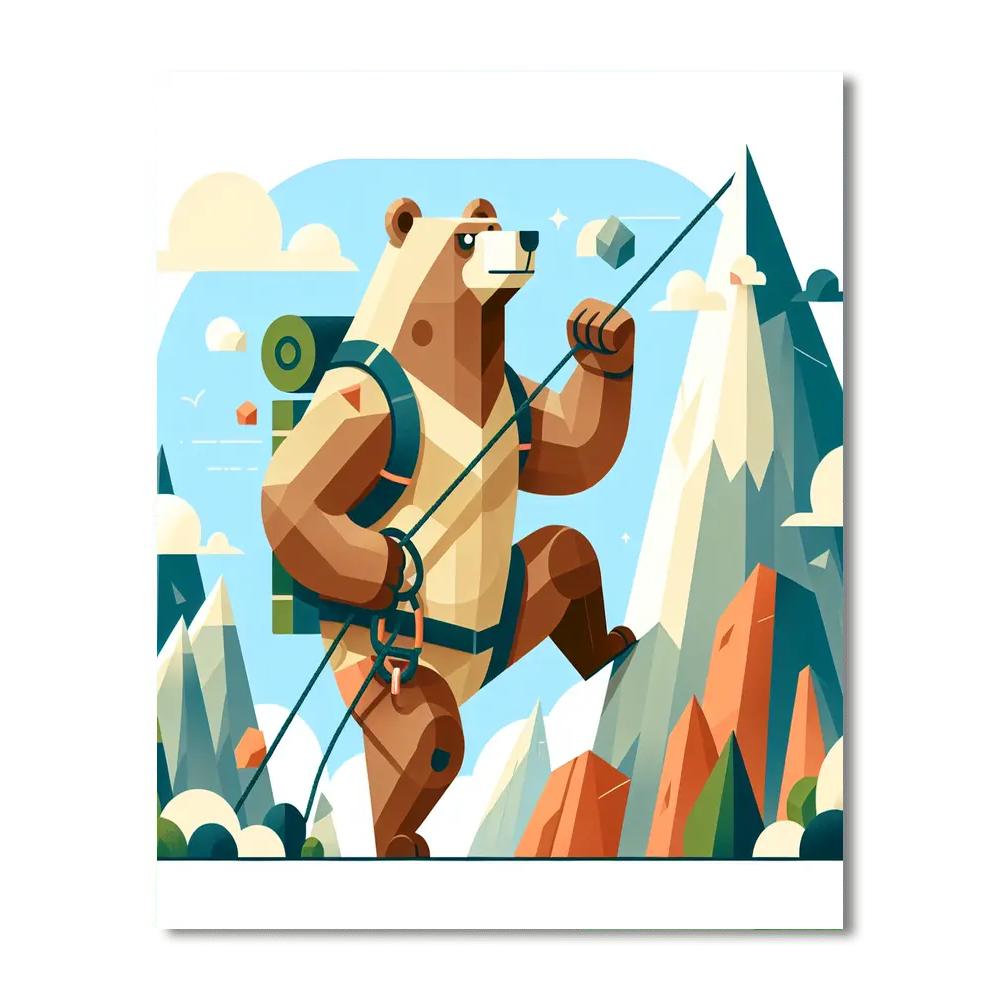 Mountain Climbing Bear Number Painting