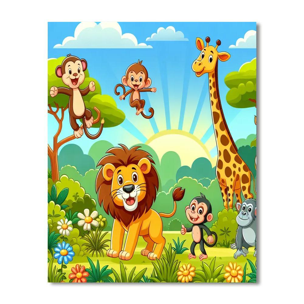Silly Safari Animals Numbered Painting Kits