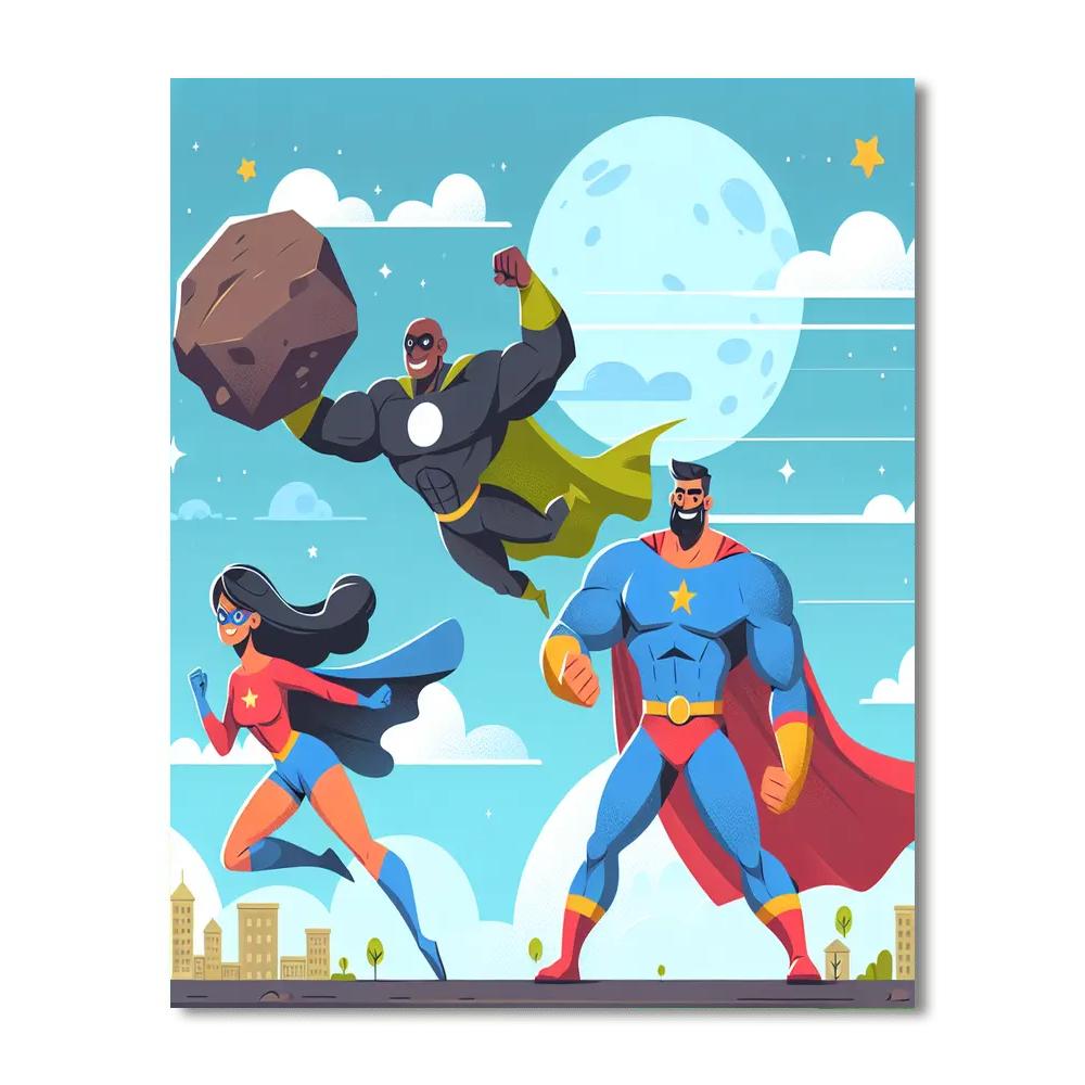 Superhero Team-up Challenge Paint By Numbers Art