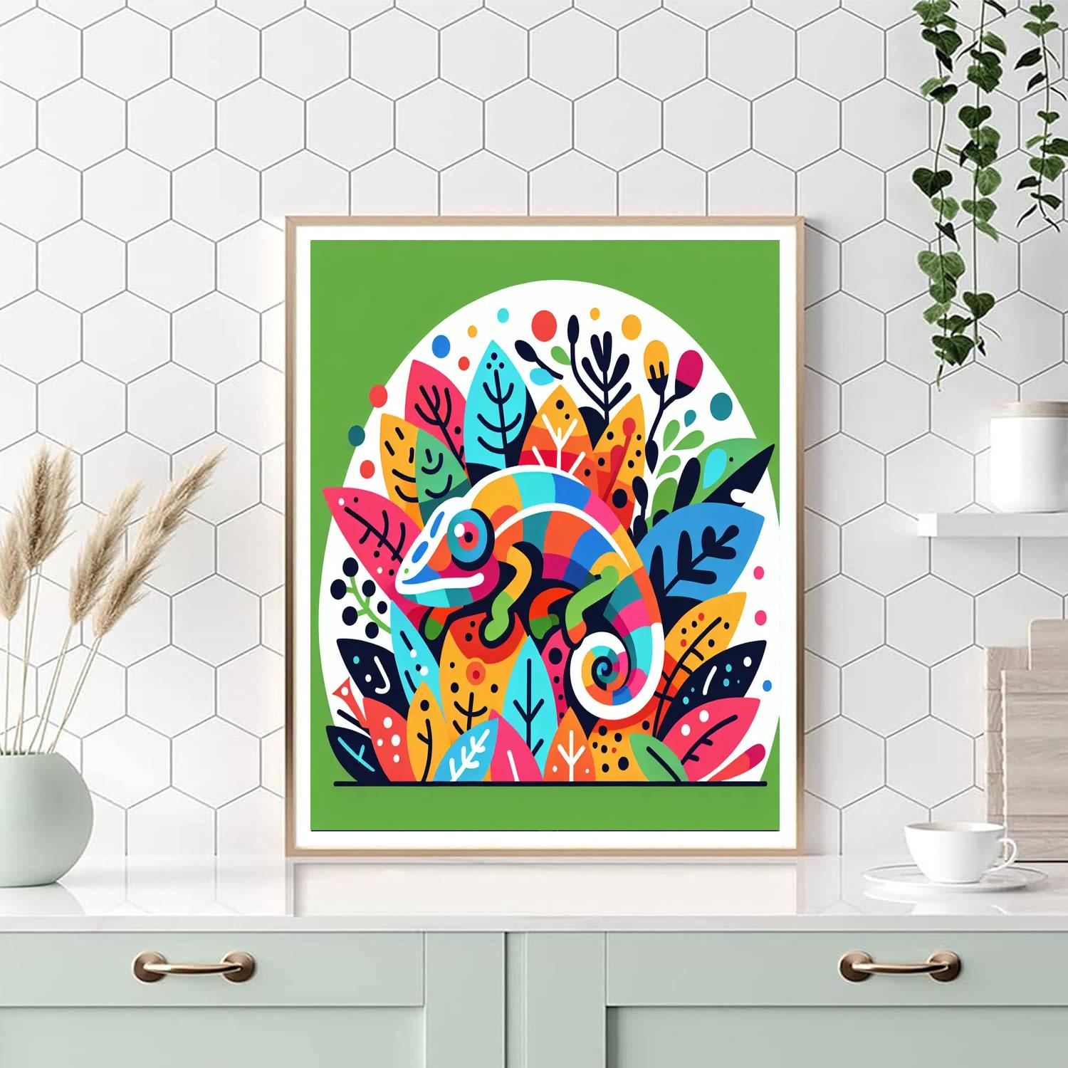 Colorful Chameleon Chase Paint By Color