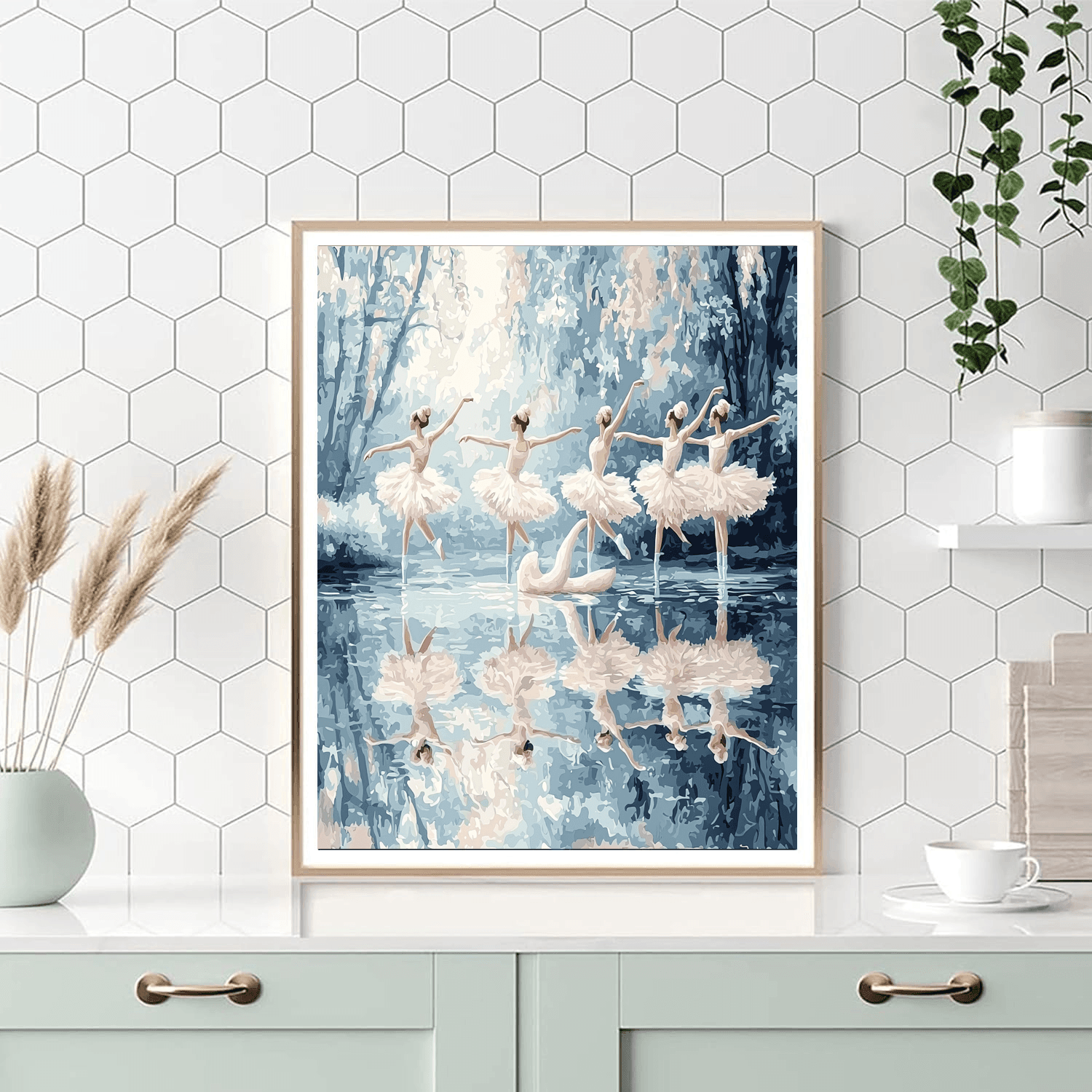 Edgar Degas Inspired Elegant Swan Lake Ballet  Paint By Color