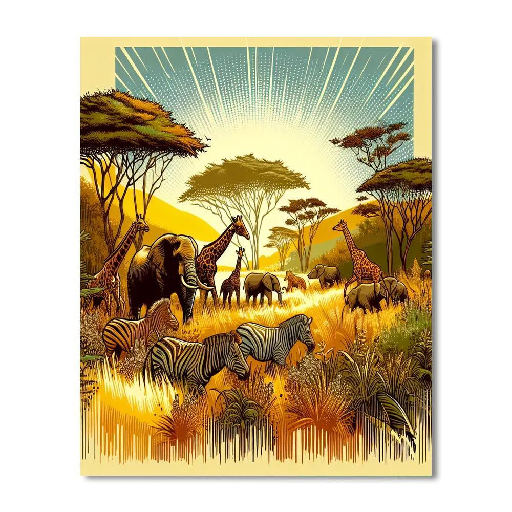 Energetic Wildlife Safari Paint By Numbers