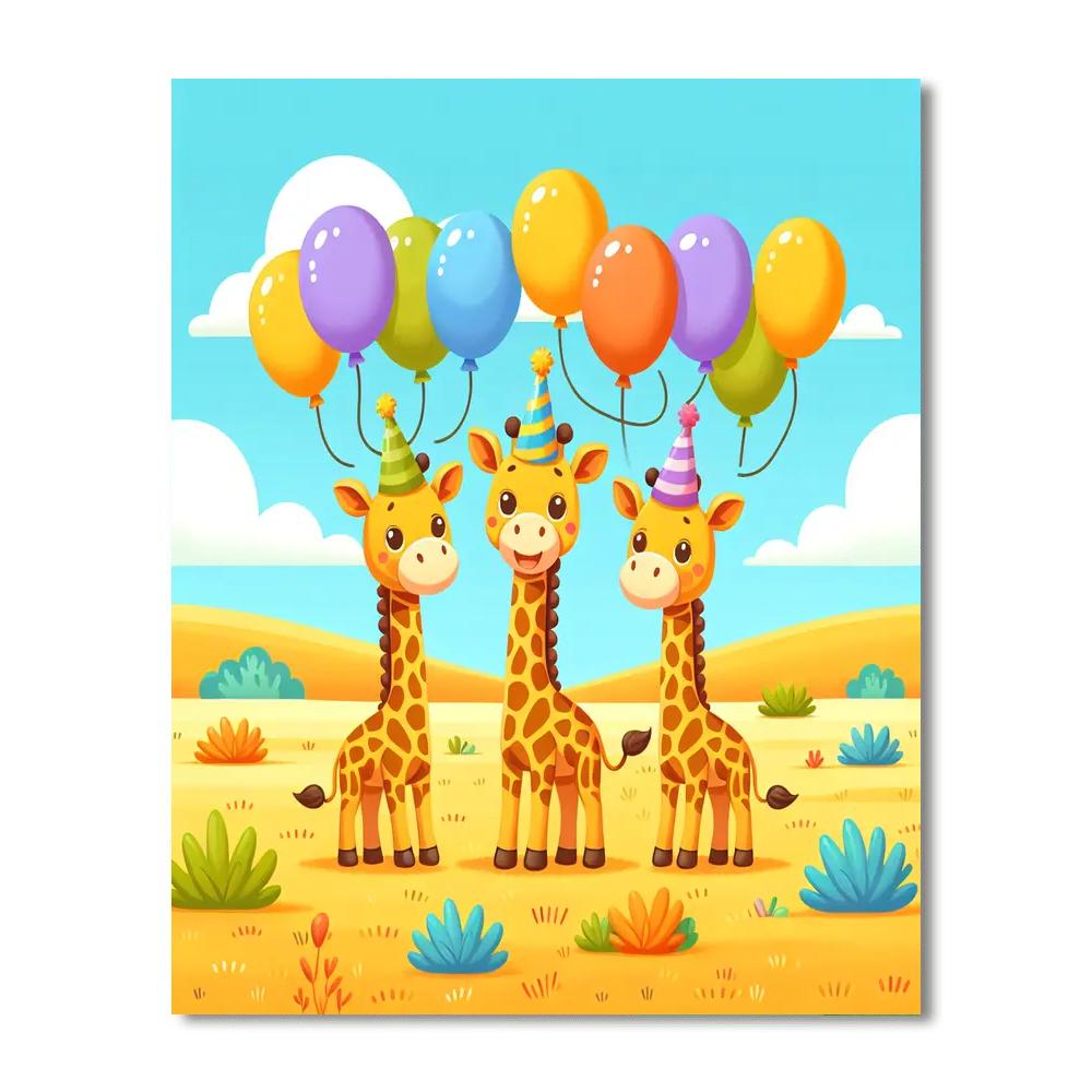 Giraffe Party Paint By Numbers Art