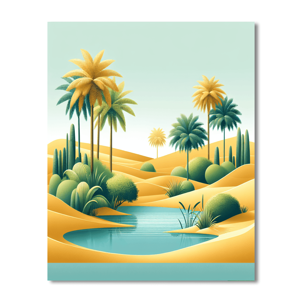 Meditative Desert Oasis Number Painting
