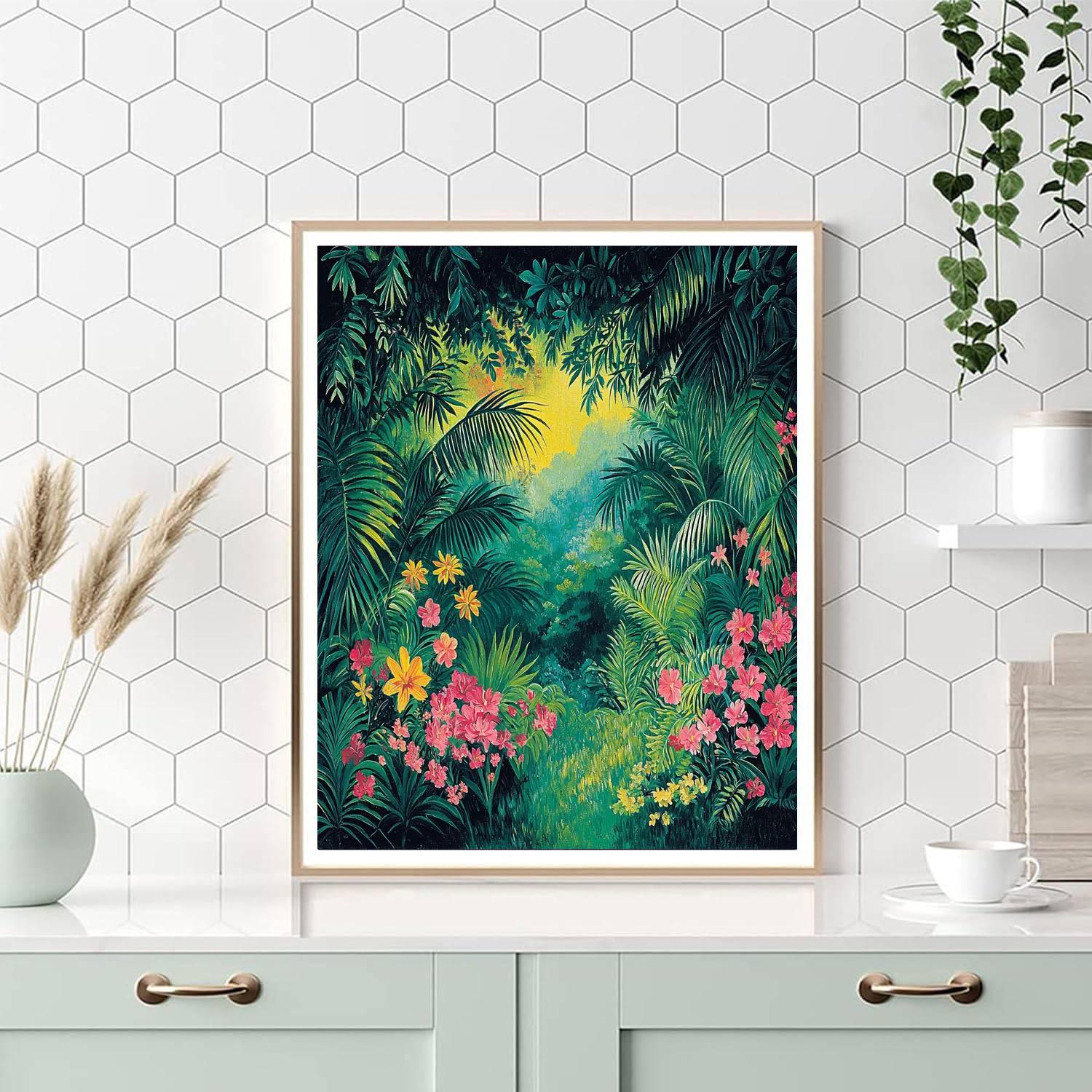 Henri Rousseau Inspired Vibrant Tropical Landscape  Paint By Numbers Kits