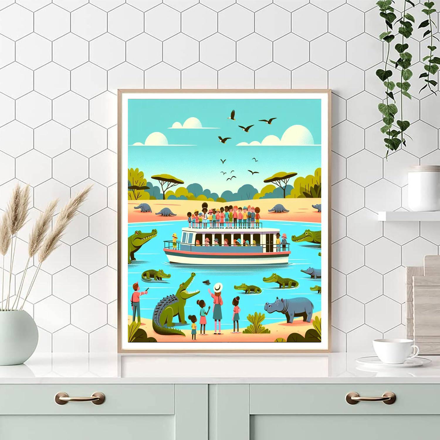 Safari River Cruise Paint By Numbers Art