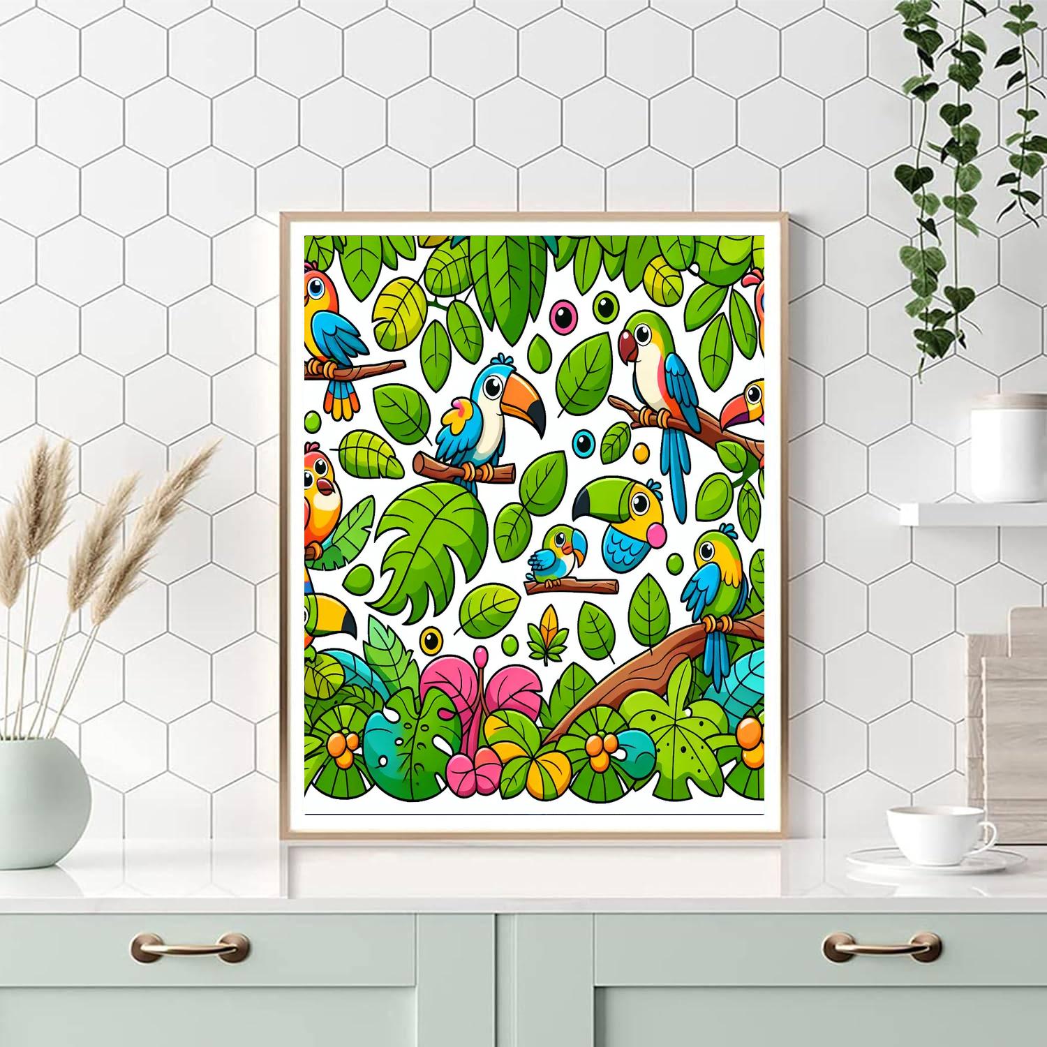 Jungle Bird Safari Number Painting