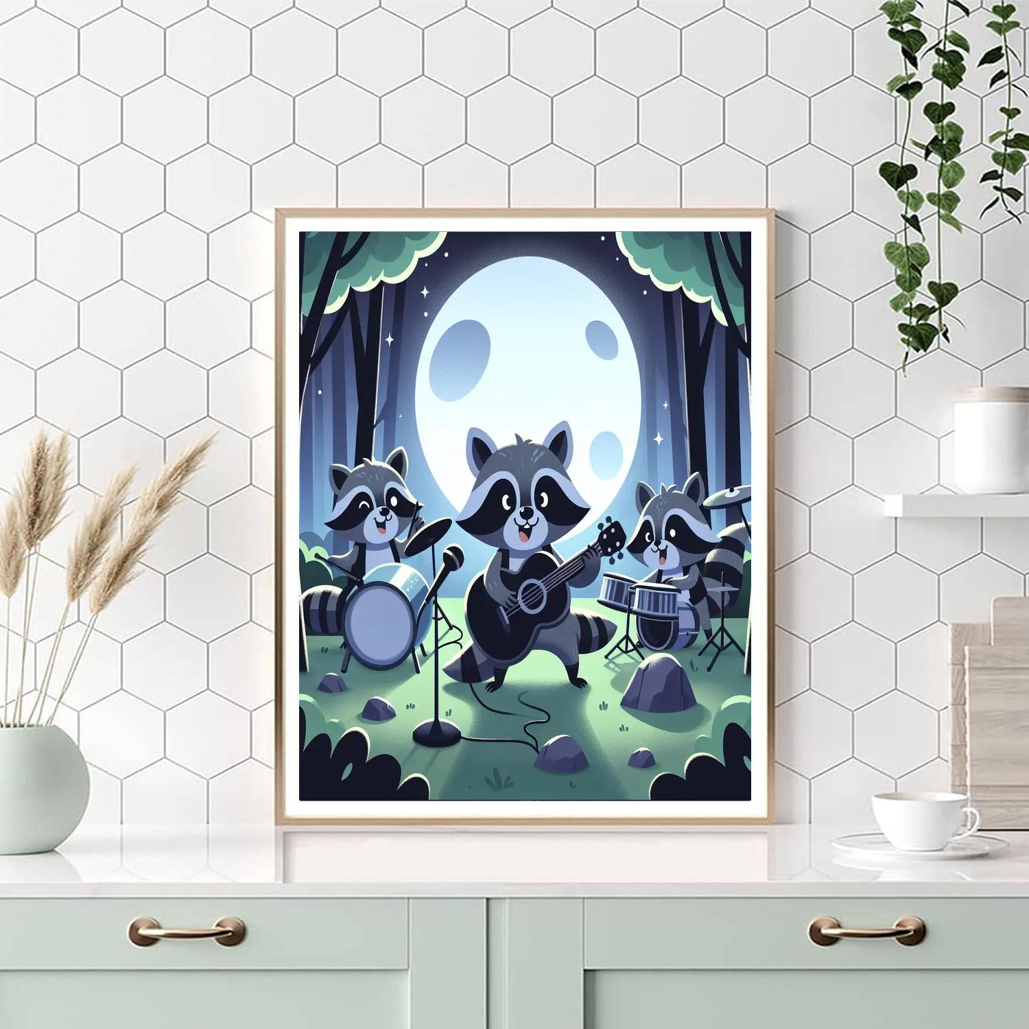 Raccoon Rock Band Number Painting