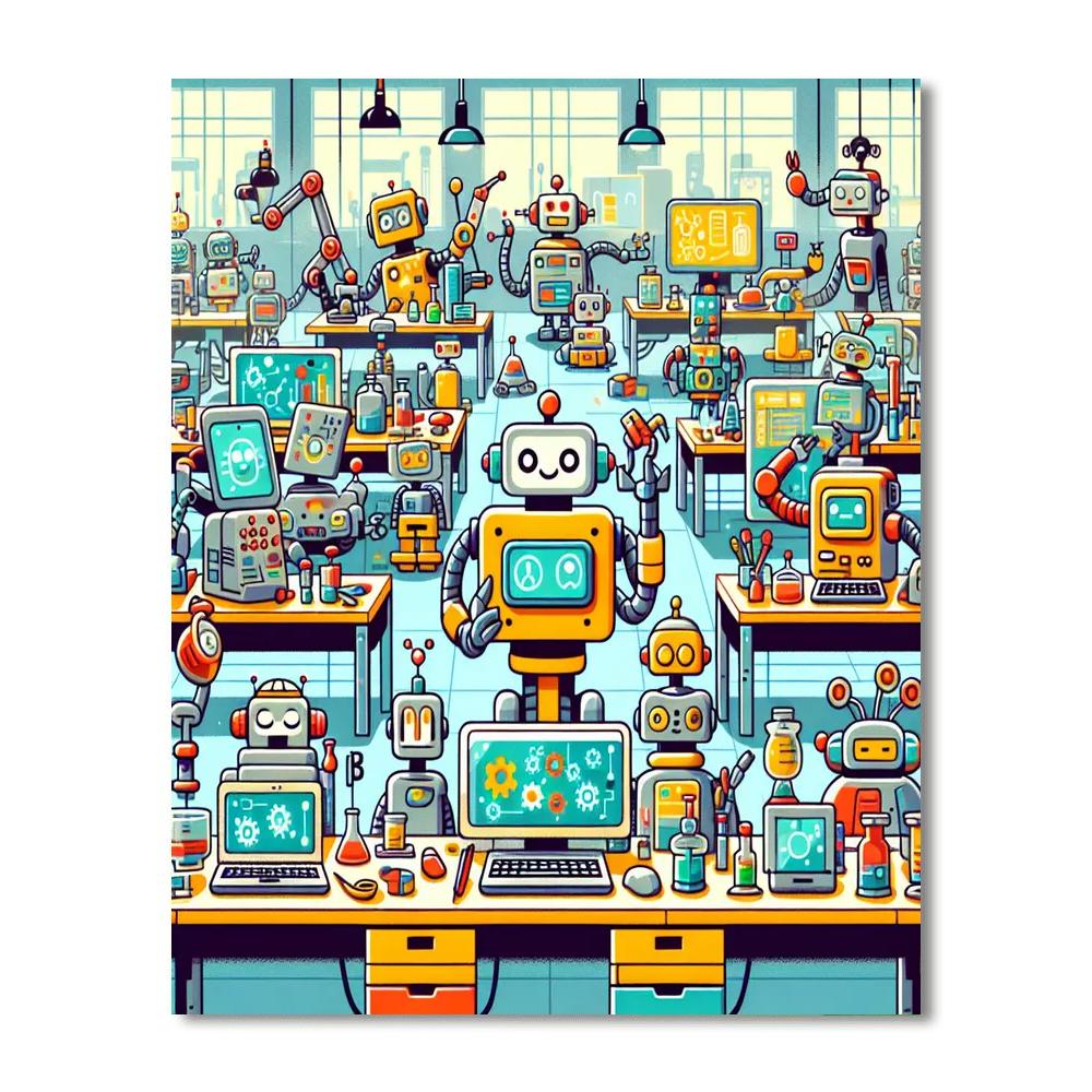Robot Laboratory Paint By Numbers Art