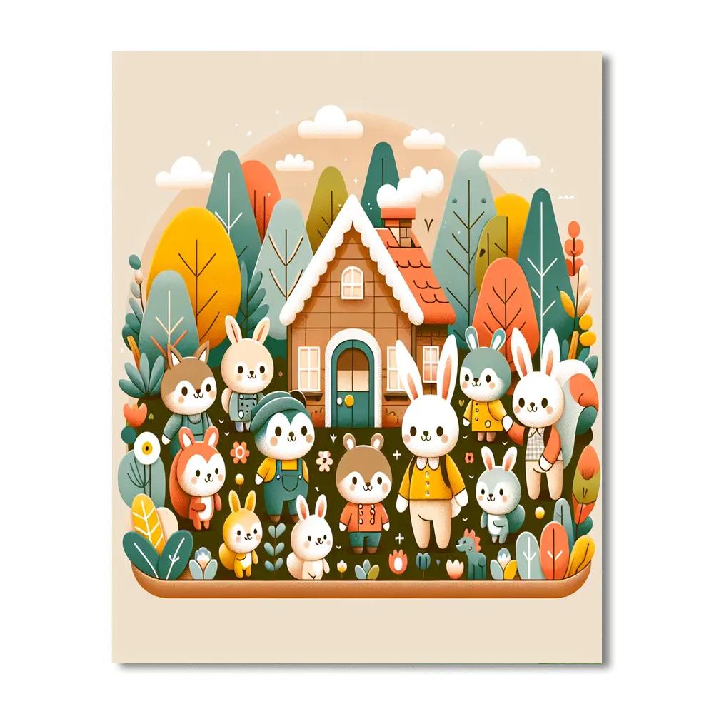 Cozy Cottage Critters Paint By Numbers