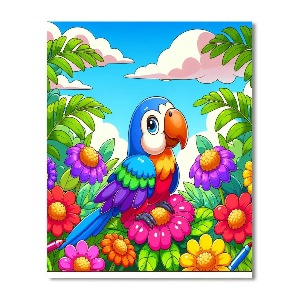 Rainbow Parrot Fiesta Numbered Painting Kits