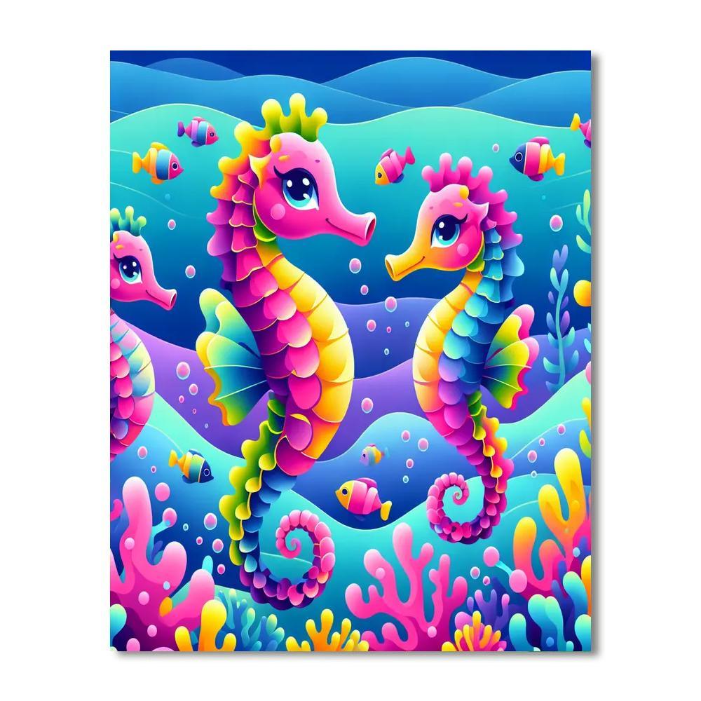Sassy Seahorses Paint By Numbers Art