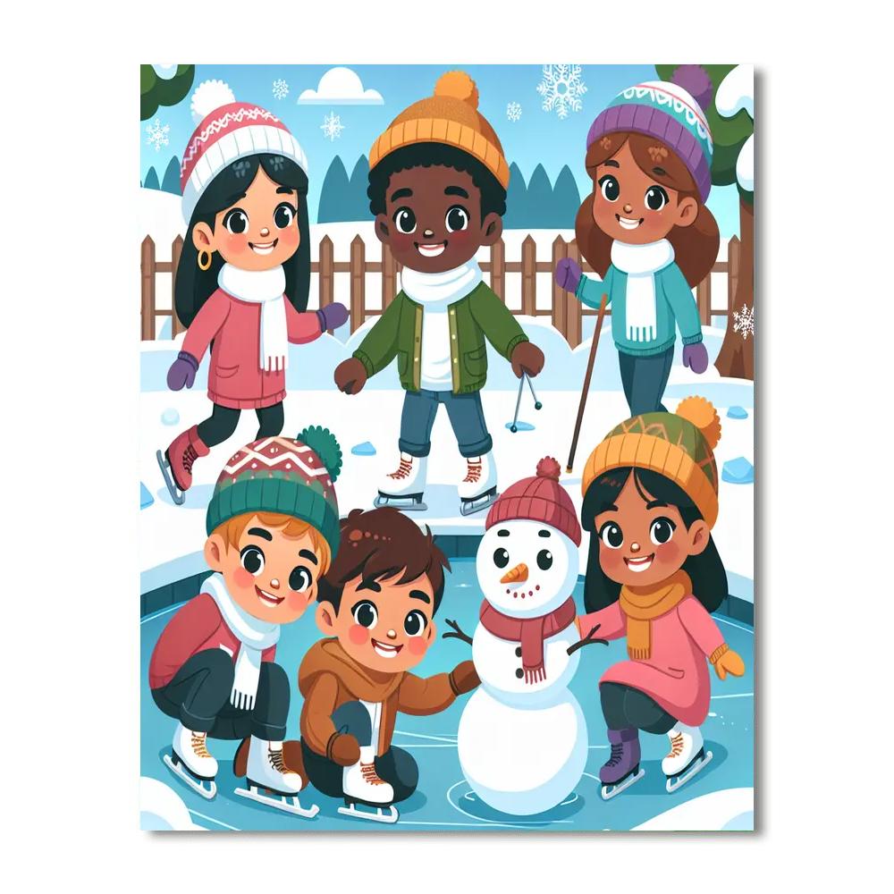 Whimsical Winter Activities Number Painting