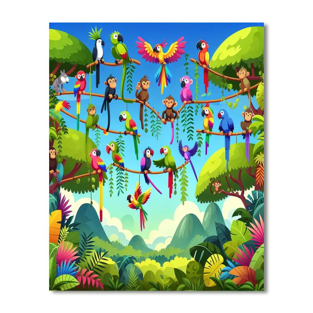 Jungle Gymnasts Adventure Paint By Numbers Art