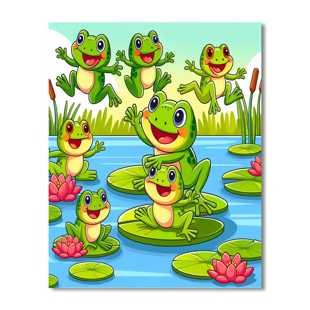 Hoppy Frog Frolic Number Painting