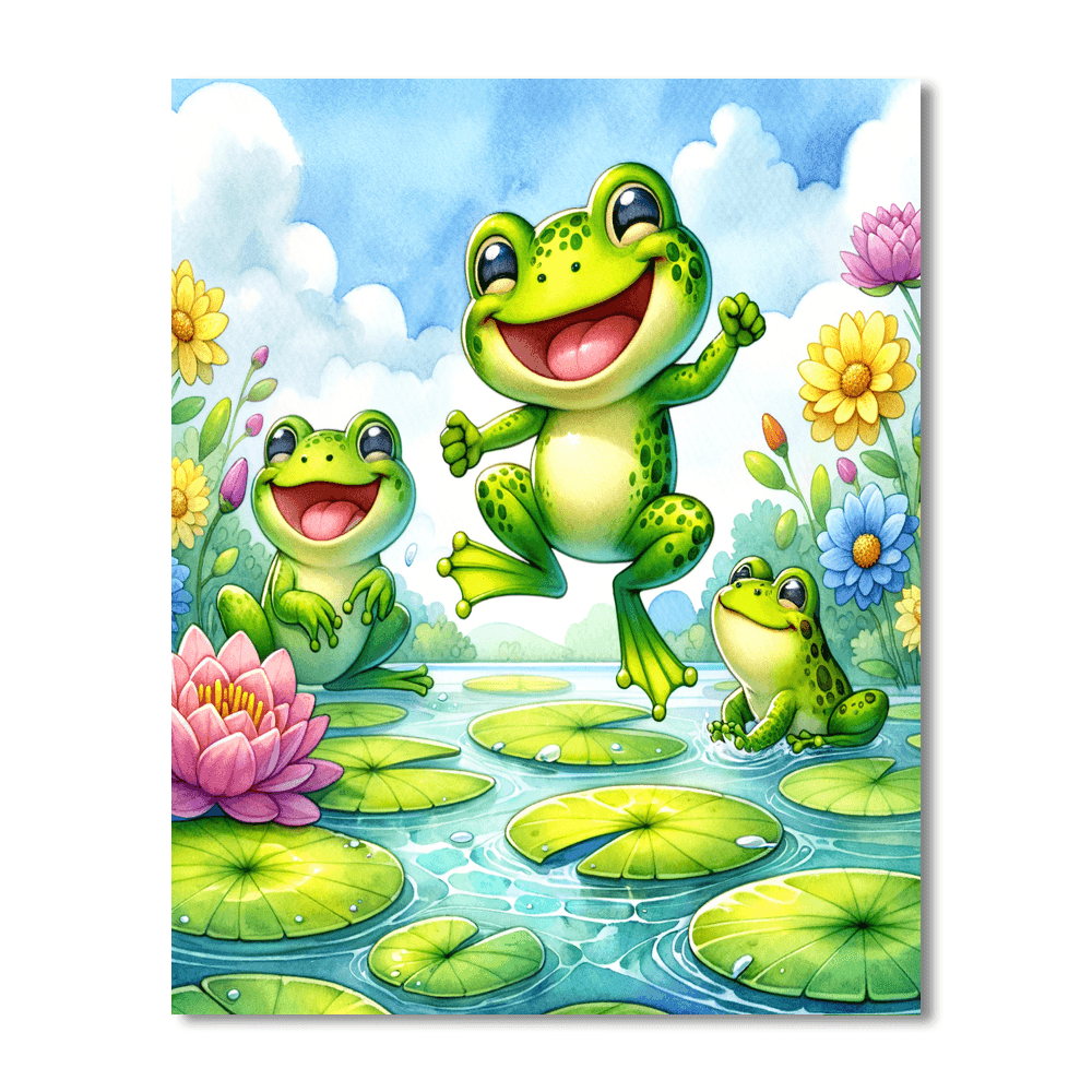Happily Hopping Frogs Paint By Numbers