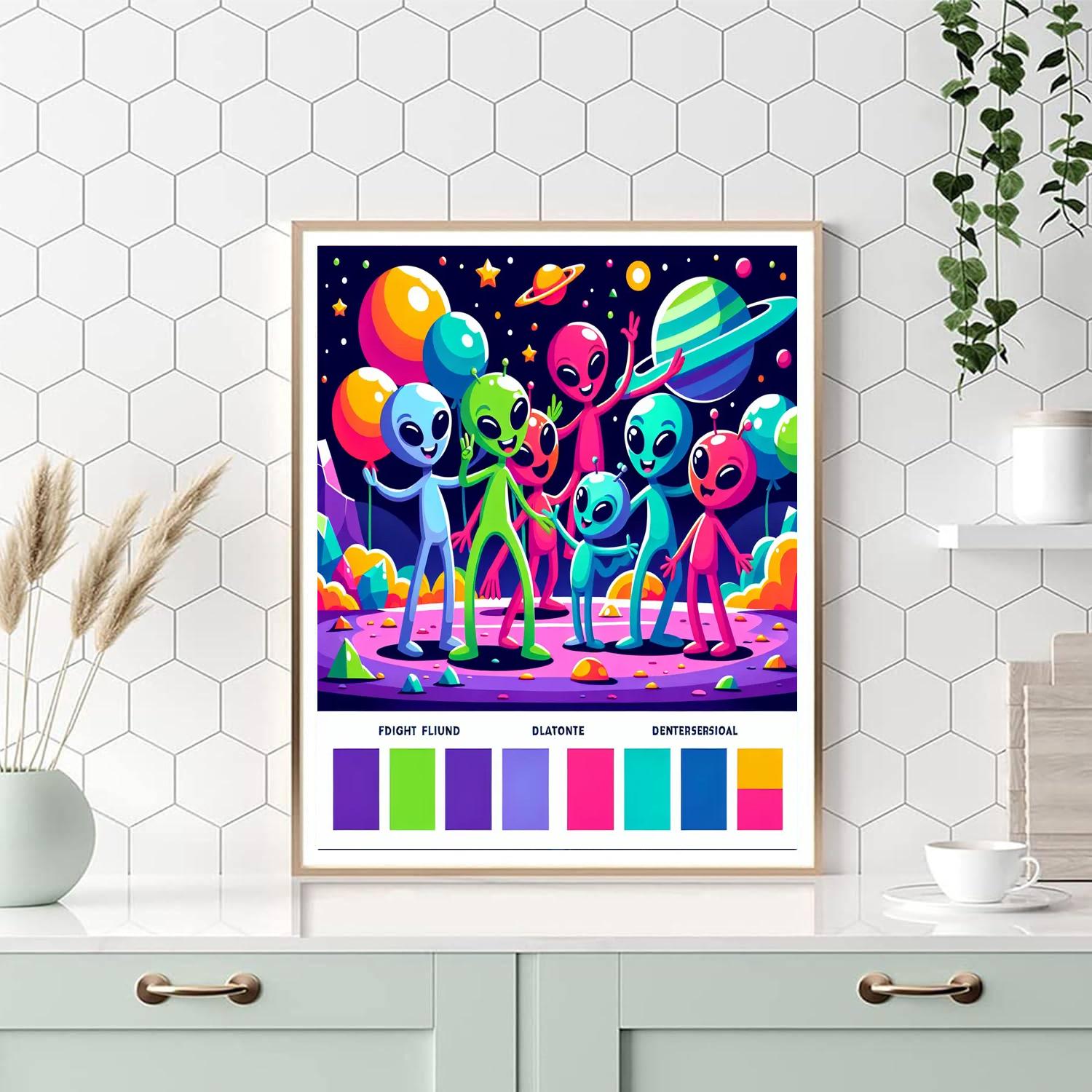 Space Alien Planet Party Paint By Numbers Art