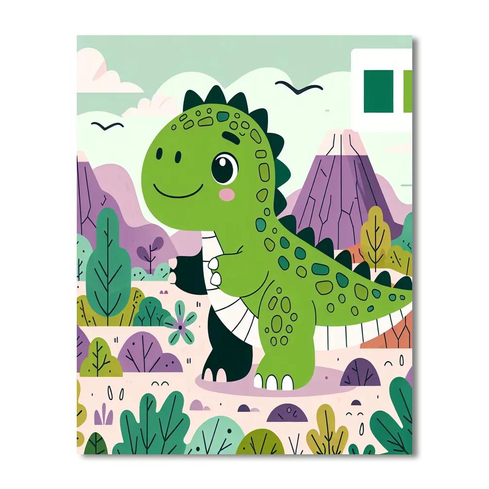 Brave Little Dinosaur Paint By Numbers Art