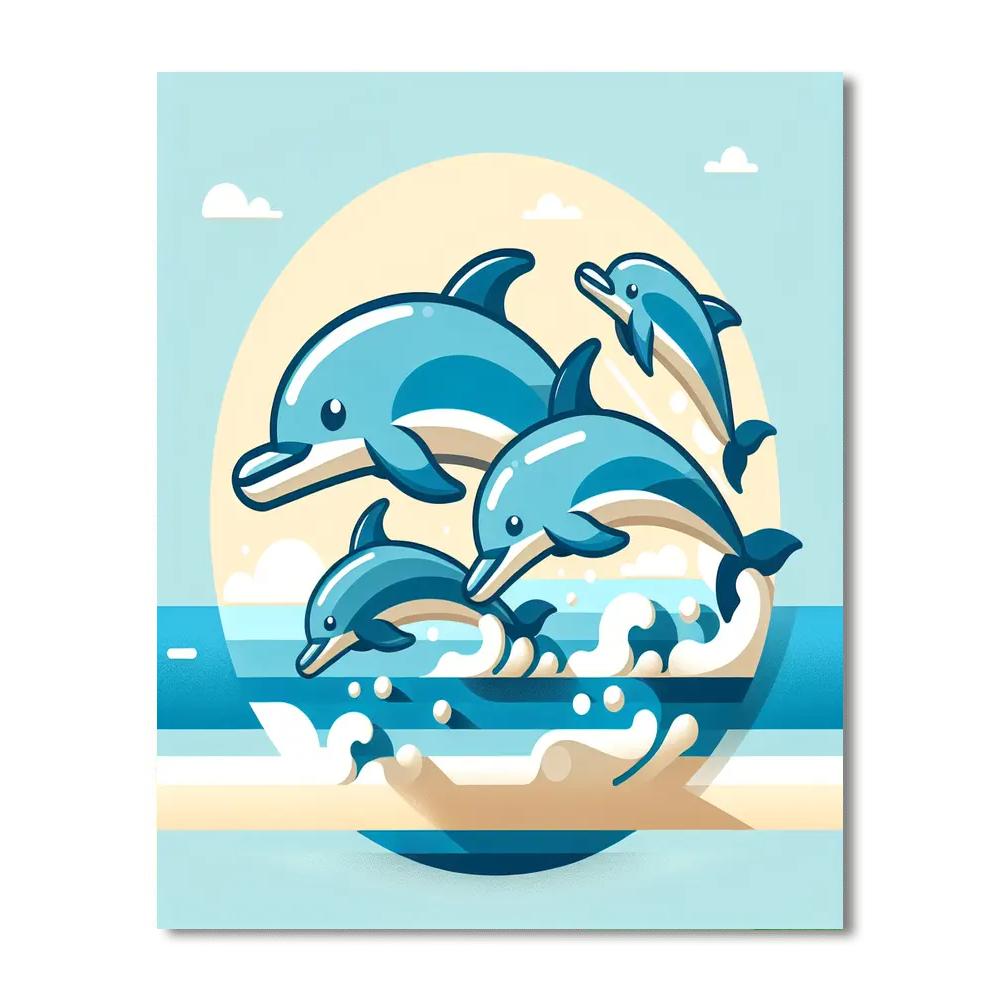 Dolphin's Seaside Race Numbered Painting Kits