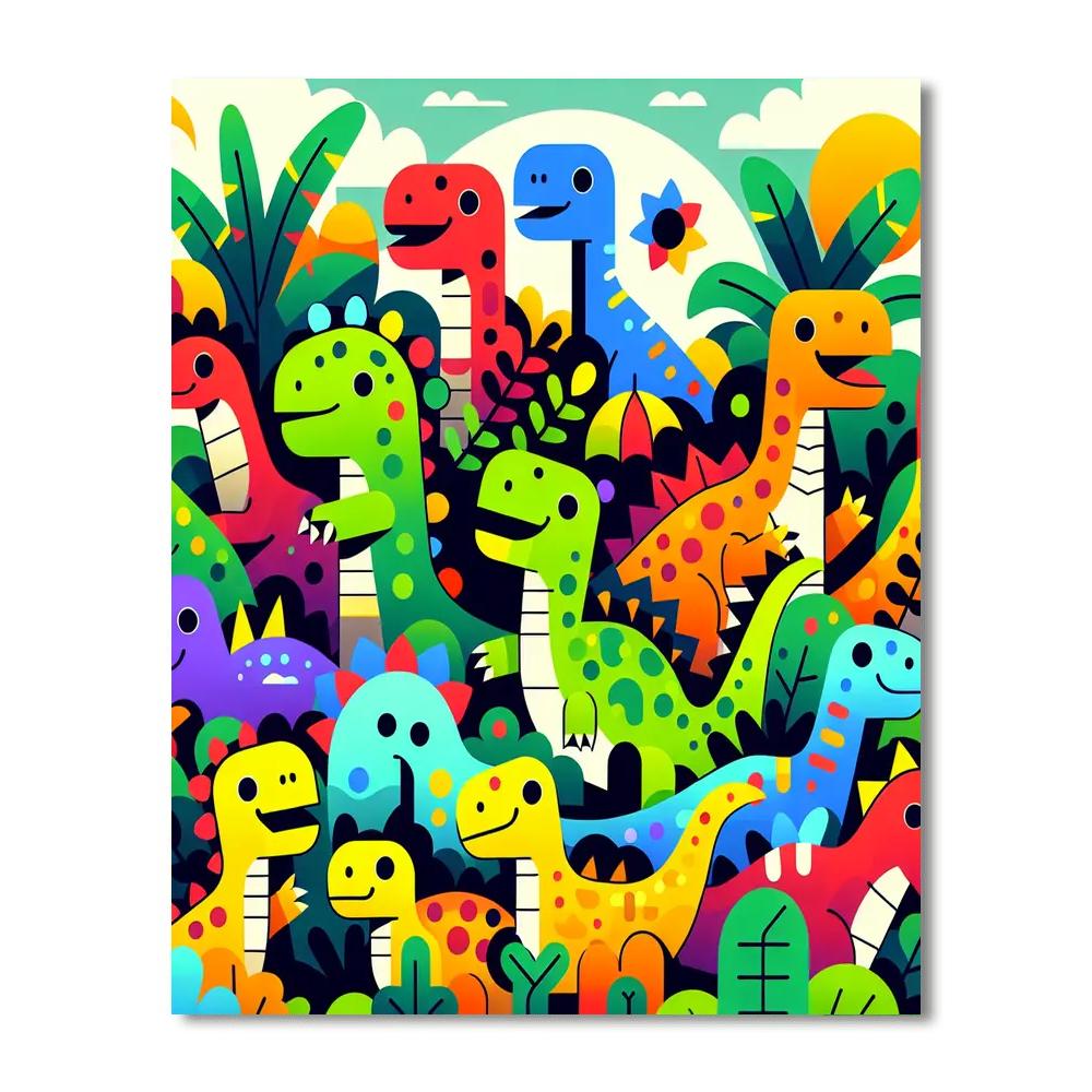Dinosaurs' Jungle Safari Painting Number Kit
