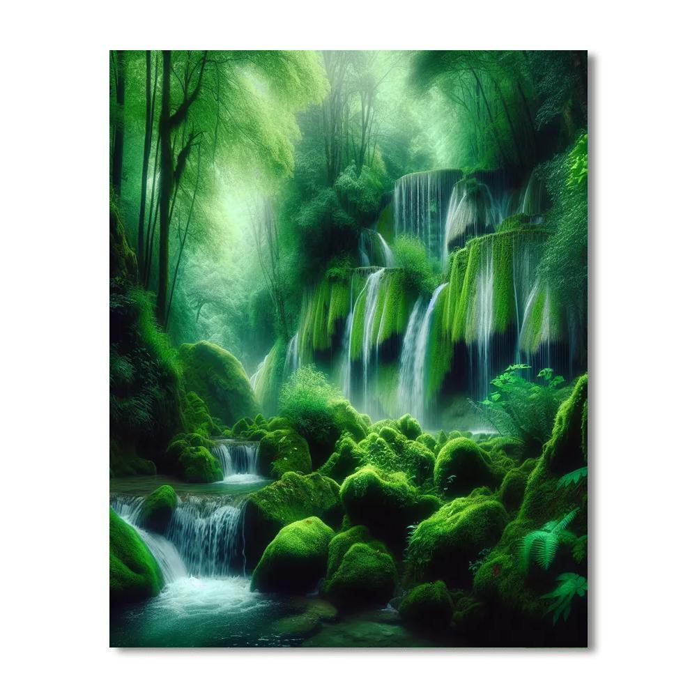 Mystic Forest Waterfall Paint By Numbers Art