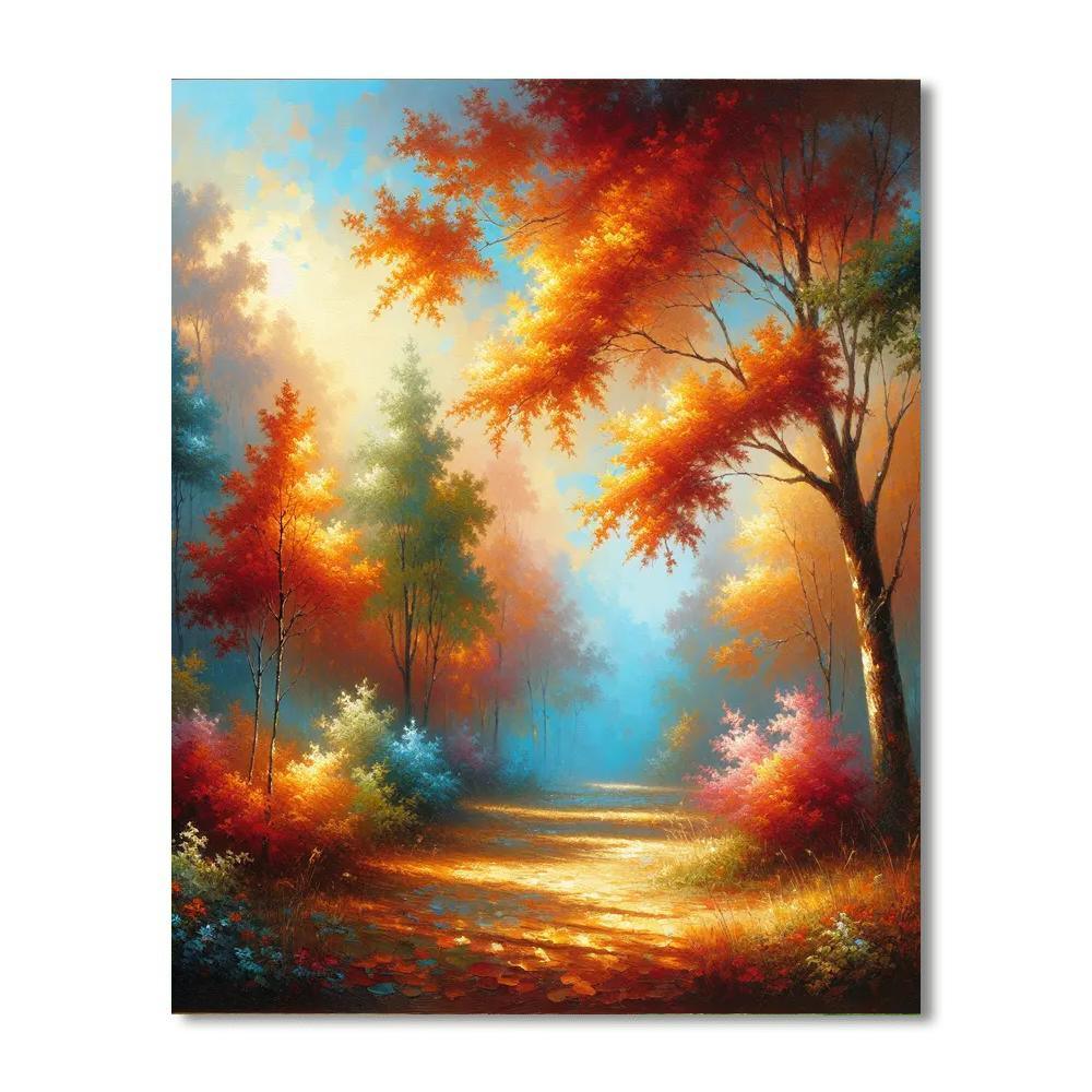 Serene Autumn Woods Painting By Numbers Kit