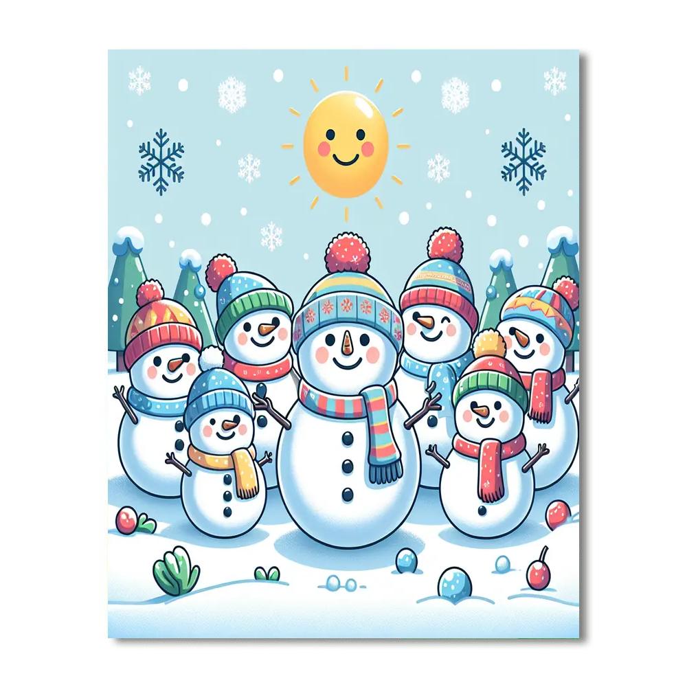 Cheery Snowman Friends Painting By Numbers Kit