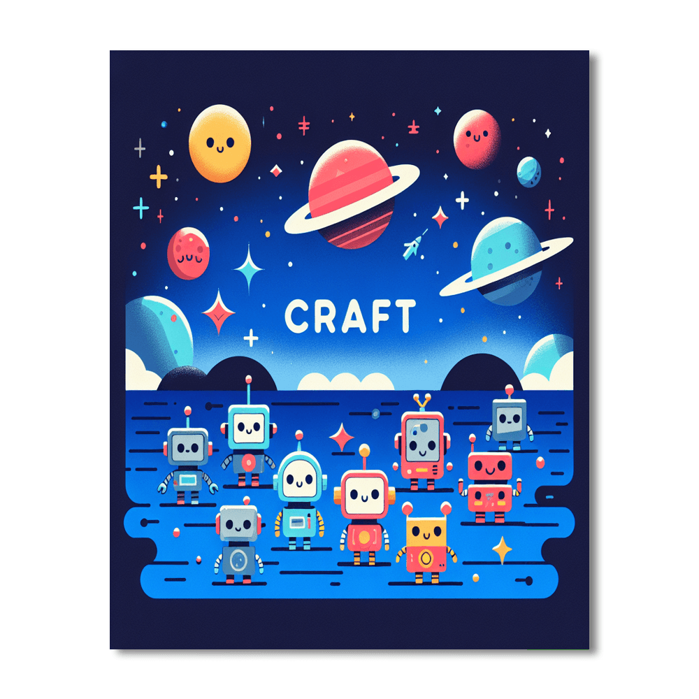 Robots In Space Mission Paint By Numbers Art