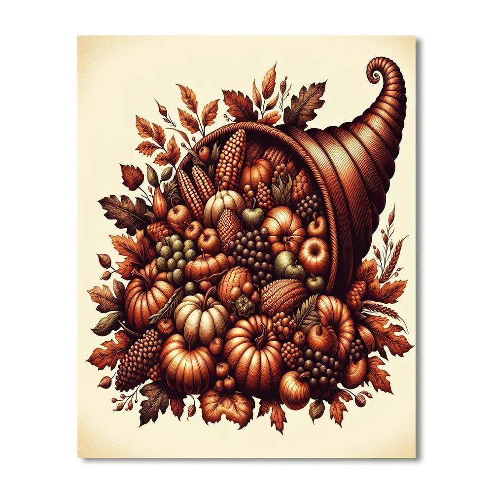 Autumn Harvest Cornucopia Paint By Color