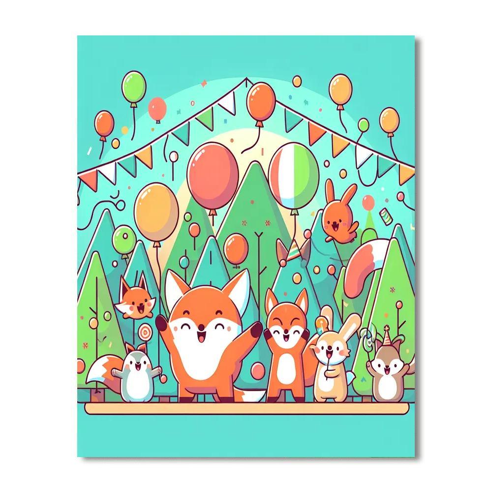 Colorful Forest Festival Paint By Numbers Art