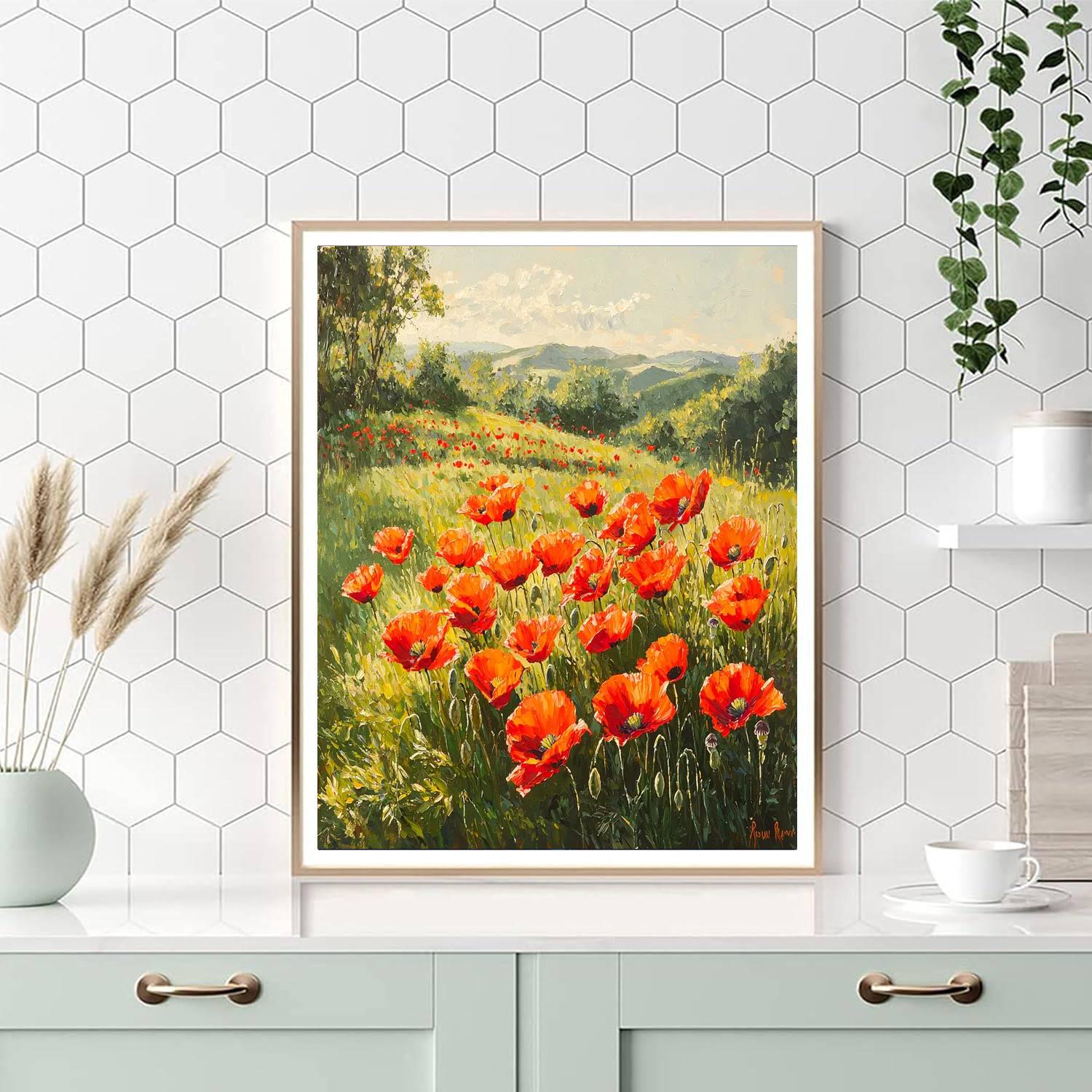 Pierre-Auguste Renoir Inspired Poppies In A Serene Meadow  Paint By Numbers Kits