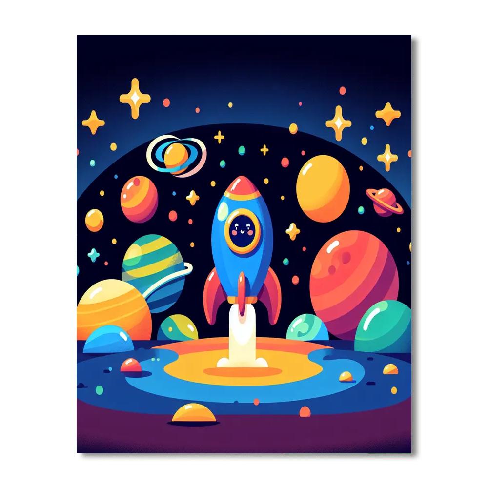 Friendly Space Voyage Paint By Numbers Art