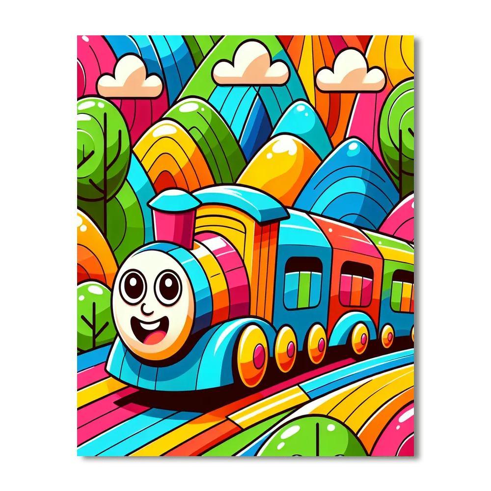 Colorful Trains Paint By Numbers Art