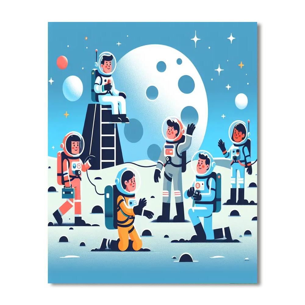 Lively Lunar Landing Paint By Numbers Art
