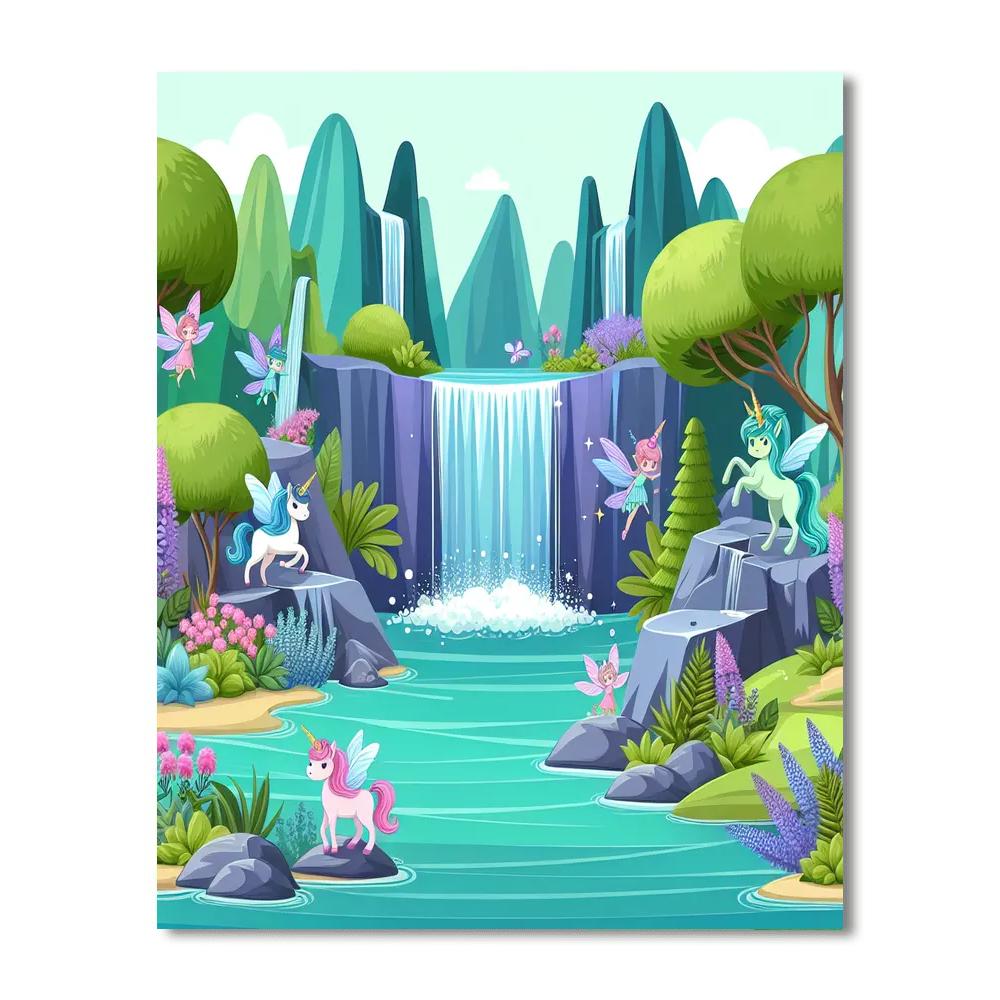 Whimsical Waterfall Wonderland Paint By Numbers Art
